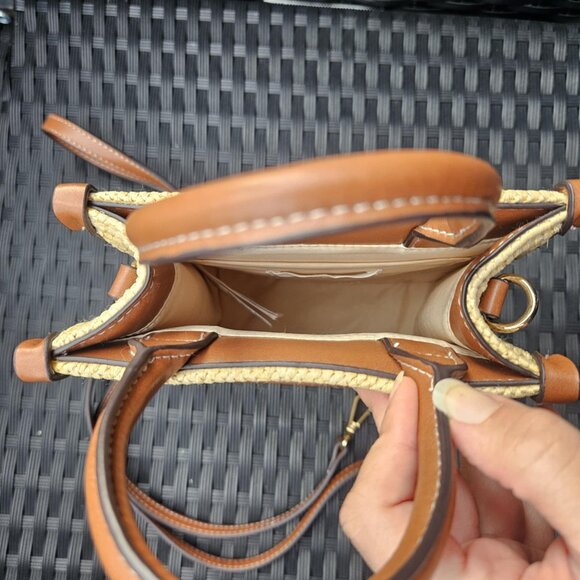 H&M Women's Straw Handbag with Braided Straw Design & Faux Leather Handles/Trim - Picture 6 of 10